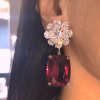 7.5ct Cushion Cut Ruby Drop Earrings for Women