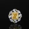 3ct Art Deco Princess Cut Yellow Sapphire Cocktail Ring