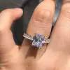 Handmade  1.9 ct  Radiant Cut 925 Sterling Silver Engagement Ring