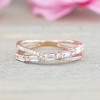 Fashion Criss Cross Baguette & Round Diamond Anniversary Band in Rose Gold Tone