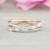 Fashion Criss Cross Baguette & Round Diamond Anniversary Band in Rose Gold Tone