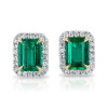 3.55ct Halo Emerald-cut Emerald Stud Earrings