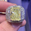 14ct Invisible Setting Radiant Cut Yellow Sapphire Men's Ring