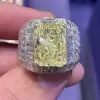 14ct Invisible Setting Radiant Cut Yellow Sapphire Men's Ring