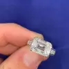 Handmade 2ct  Vintage Engraved Emerald Cut Stone Ring