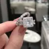 Handmade 2ct Princess Cut Wedding Ring Set in Sterling Silver