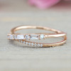 Fashion Criss Cross Baguette & Round Diamond Anniversary Band in Rose Gold Tone