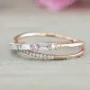 Fashion Criss Cross Baguette & Round Diamond Anniversary Band in Rose Gold Tone
