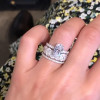 2.2 CT Oval Cut Pavé White Sapphire 925 Sterling Silver Three-Piece Ring Set Oval Halo Eternity Band Brilliant Eternity Band
