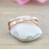 Fashion Criss Cross Baguette & Round Diamond Anniversary Band in Rose Gold Tone