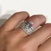 2.2 CT Oval Cut Pavé White Sapphire 925 Sterling Silver Three-Piece Ring Set Oval Halo Eternity Band Brilliant Eternity Band