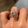 3.25ct Pear Cut White Sapphire 3pcs Bridal Set in Rose Gold