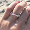 Fashion Criss Cross Baguette & Round Diamond Anniversary Band in Rose Gold Tone