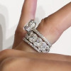 2.2 CT Oval Cut Pavé White Sapphire 925 Sterling Silver Three-Piece Ring Set Oval Halo Eternity Band Brilliant Eternity Band