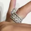 2.2 CT Oval Cut Pavé White Sapphire 925 Sterling Silver Three-Piece Ring Set Oval Halo Eternity Band Brilliant Eternity Band