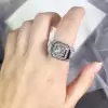 2ct Halo Round Cut White Sapphire Men's Ring