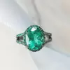 2ct Oval Cut Emerald Engagement Ring