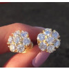 4ctw Flower Design Stud Earrings in Gold