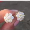 4ctw Flower Design Stud Earrings in Gold