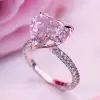 Handmade 1.5 CT Heart Cut Sterling Silver Engagement Ring