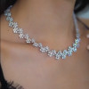 Round Cut White Sapphire Flower Necklace