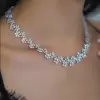 Round Cut White Sapphire Flower Necklace