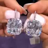 10ctw Cushion Cut White Sapphire Drop Earrings
