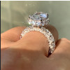 4ct Halo Oval Cut White Sapphire Engagement Ring