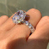 4ct Halo Oval Cut White Sapphire Engagement Ring