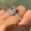4ct Halo Oval Cut White Sapphire Engagement Ring