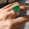 15ct Art Deco Colombian Emerald Engagement Ring 