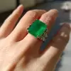 15ct Art Deco Colombian Emerald Engagement Ring 