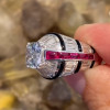 3.5ct Cushion Cut White Sapphire Art-deco Cocktail Ring