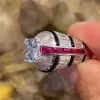 3.5ct Cushion Cut White Sapphire Art-deco Cocktail Ring