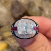 3.5ct Cushion Cut White Sapphire Art-deco Cocktail Ring