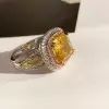 5.6ct Cushion Cut Yellow Sapphire Engagement Ring
