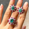 6ctw Oval Cut Green Blue Paraiba Tourmaline Flower Earrings