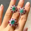6ctw Oval Cut Green Blue Paraiba Tourmaline Flower Earrings