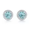 2.55ct Halo Aquamarine Earring Studs