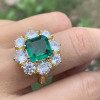 4ct Octagon-shaped Emerald Vintage Engagement Ring 