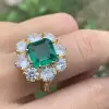 4ct Octagon-shaped Emerald Vintage Engagement Ring 