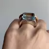 14ct Emerald Cut Aquamarine Vintage Cocktail Ring