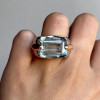 14ct Emerald Cut Aquamarine Vintage Cocktail Ring