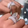 5.7ct Pear Cut White Sapphire Wedding Ring Set