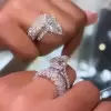5.7ct Pear Cut White Sapphire Wedding Ring Set