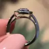 Sapphire Halo Asscher Cut Engagement Ring