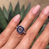 Sapphire Halo Asscher Cut Engagement Ring