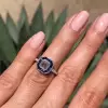 Sapphire Halo Asscher Cut Engagement Ring