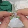 Unique Rose Gold Tone Oval Cut White Sapphire Ring with Curved Eternity Band