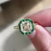 3ct Halo Asscher Cut White Sapphire Engagement Ring